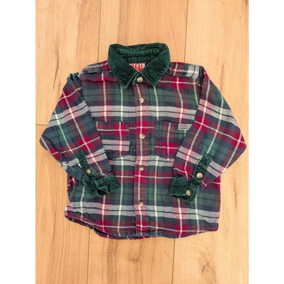 Bugle Boy Other - Bugle Boy Plaid Button Down Shirt with Green Collar
